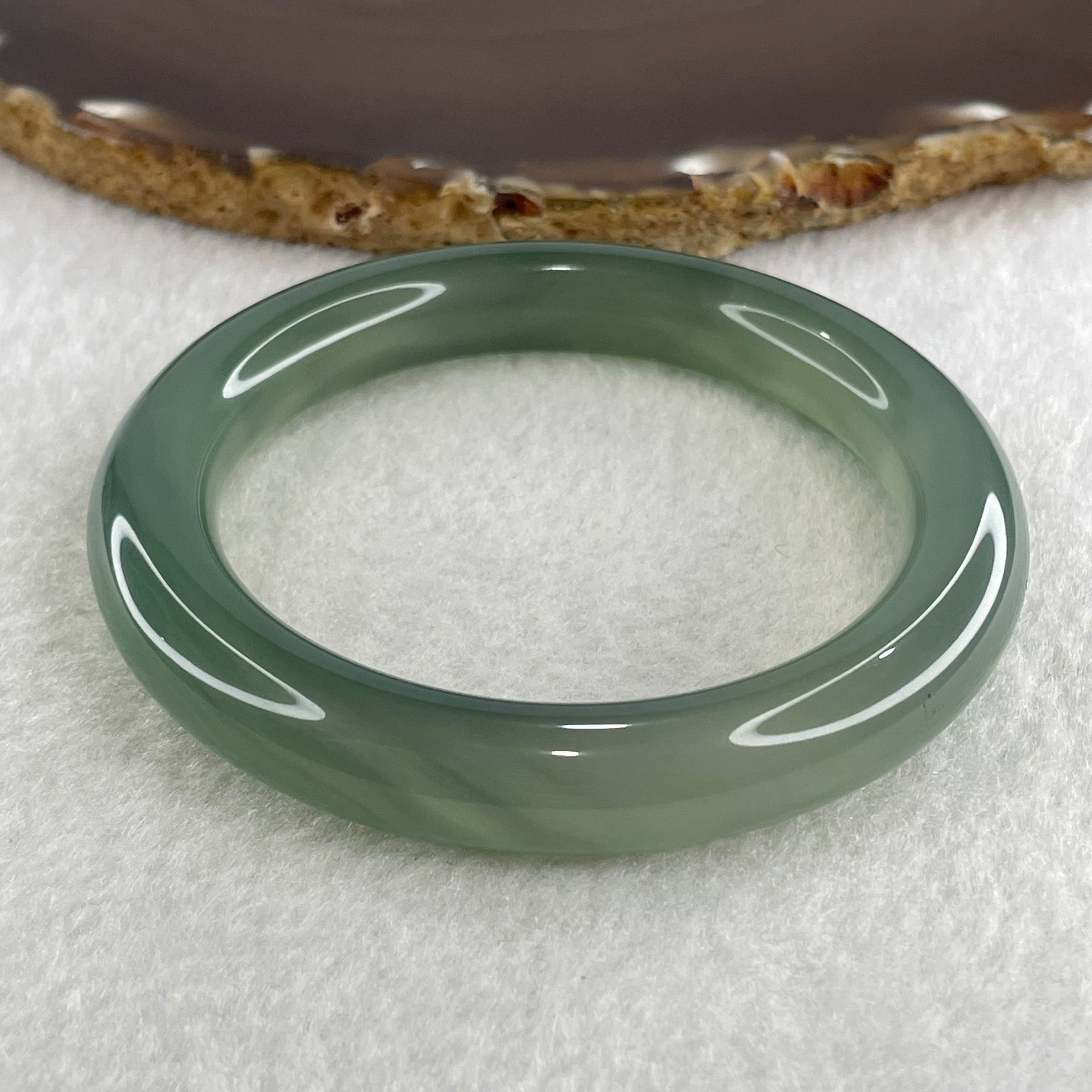Natural Icy Green Agate Bangle 45.79g Internal Diameter 55.5mm 10.7 by 10.9mm (Perfect) - Huangs Jadeite and Jewelry Pte Ltd