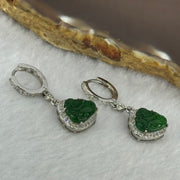 Type A Icy Green Omphasite Jadeite Milo S925 Sliver Earrings 3.64g by 8.7 by 10.6 by 2.5mm  2pcs - Huangs Jadeite and Jewelry Pte Ltd