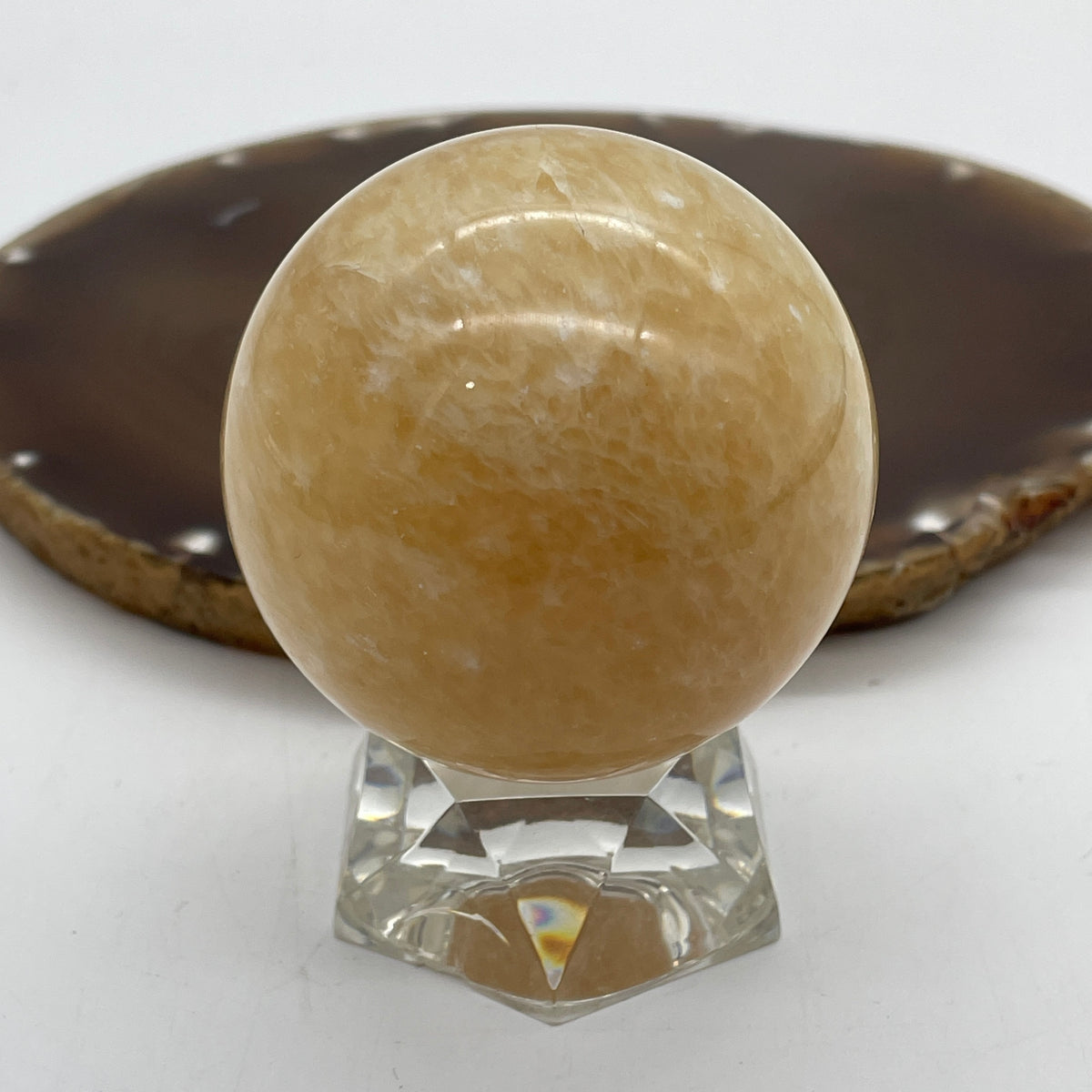 Natural Citrine Crystal Sphere Ball with Clear Acrylic Stand Display | (249.20g | 54.7mm | 68.5mm | Catalyst, "Merchant's Stone" Wealth & Abundance Magnet, 360° Energy Harmonizer & Feng Shui Financial Growth Catalyst)