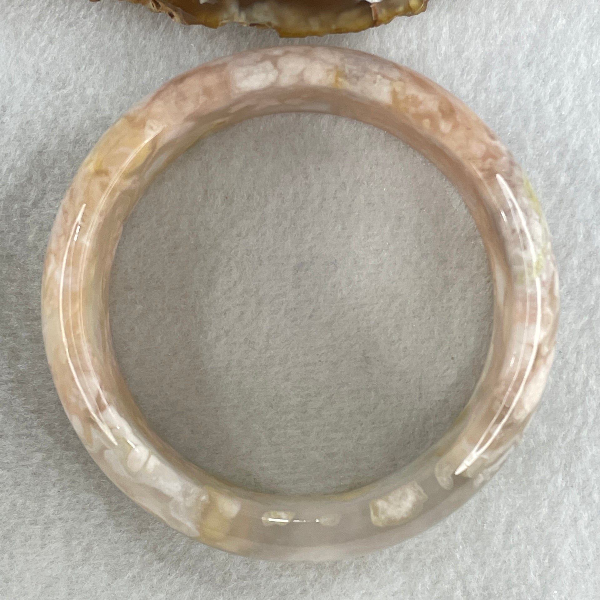 Natural Pinkish Flower Agate Bangle 85.96g Internal Diameter 62.5mm 23.1 by 9.1mm (Perfect) - Huangs Jadeite and Jewelry Pte Ltd