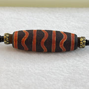 Natural Powerful Tibetan Old Oily Agate Triple Water Lines Dzi Bead Heavenly Master Necklace (Tian Zhu) 水纹天诛 21.36g 39.3 by 13.8mm - Huangs Jadeite and Jewelry Pte Ltd