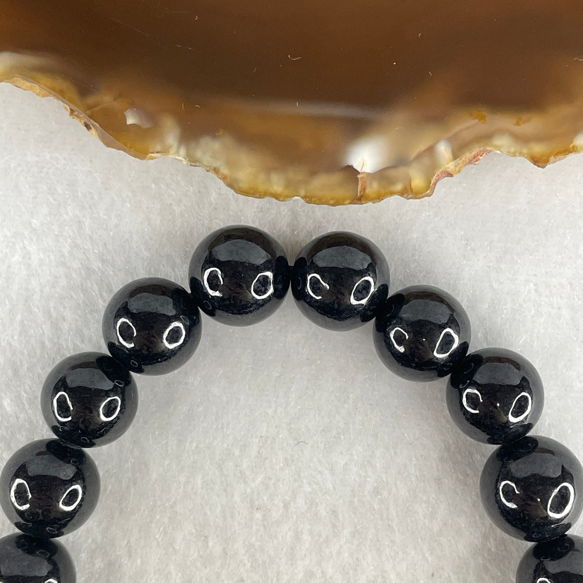 Certified Type A Black Omphacite Jadeite Bead Bracelet | (47.25g | 17cm Wrist | 11.8mm | 18 Beads | Synergy, Negative Energy Shield, Wealth Lock & Supreme Authority)