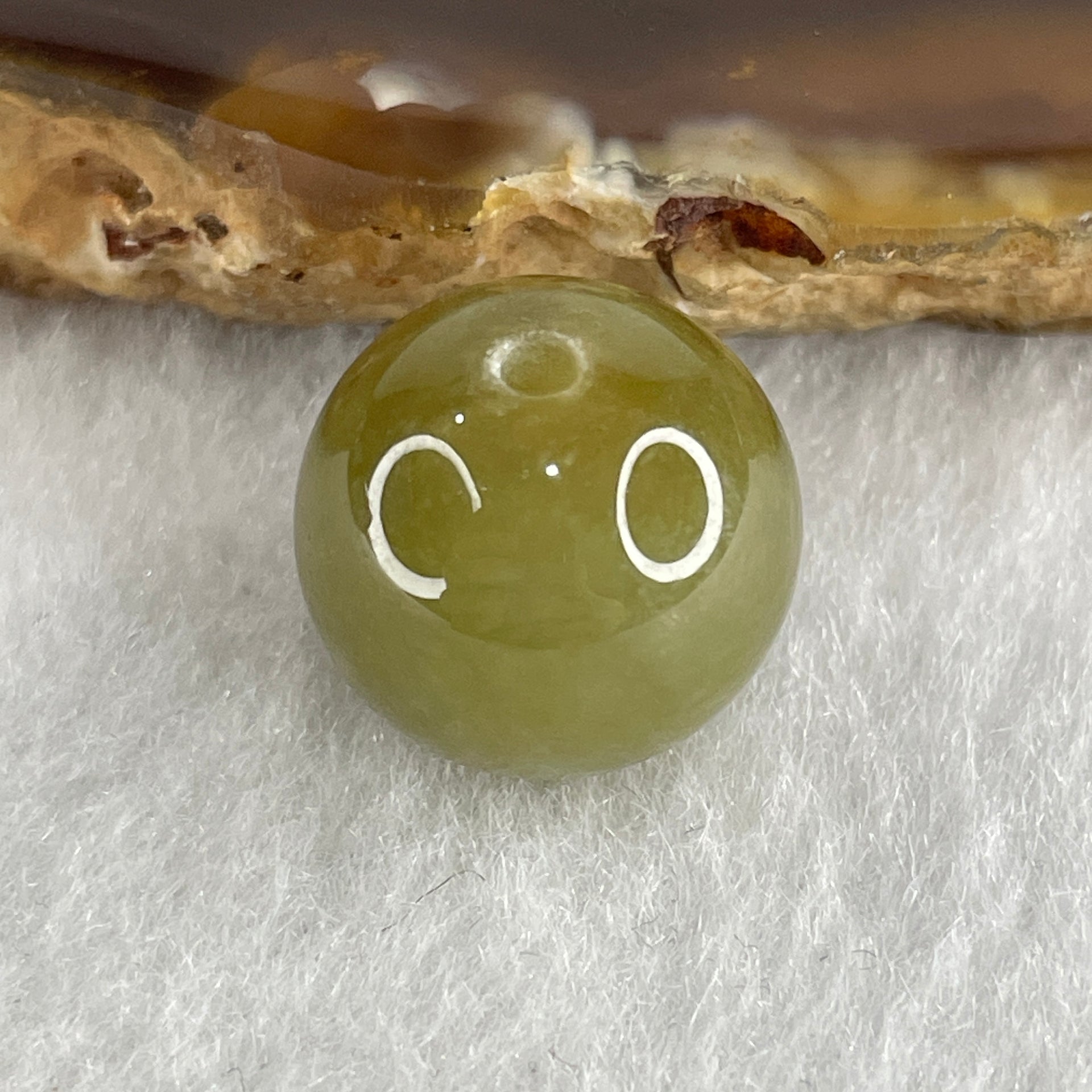 Natural Type A Yellowish Green Jadeite Bead Charm 4.49g 13.8mm - Huangs Jadeite and Jewelry Pte Ltd