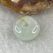 Natural Type A Jelly Light Green with Yellow Patches Jadeite Ping An Kou Pendant | 12mm Plump Translucent Jade Peace Disc Talisman (1.87g | 12.1 x 6.2mm) - Huangs Jadeite and Jewelry Pte Ltd
