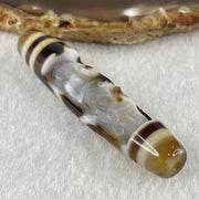 Natural Powerful Tibetan Old Oily Agate 6 Eyes with Zha Ji La Mu Female Cai Shen Carvings Dzi Bead Heavenly Master (Tian Zhu) 三眼扎基拉姆女财神天珠 13.25g 57.8 by 12.7mm - Huangs Jadeite and Jewelry Pte Ltd