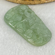 Type A Semi Icy Light Green Jadeite Shan Shui Gui Ren Benefactor and Flower Pendant 34.95g 58.8 by 33.9 by 8.8mm - Huangs Jadeite and Jewelry Pte Ltd