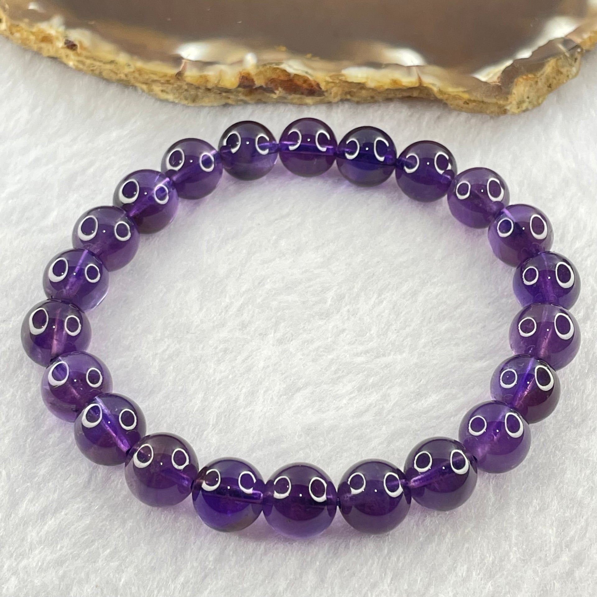Good Grade Natural Amethyst Bracelet 23.02g 16.5cm 9.1mm 22 Beads - Huangs Jadeite and Jewelry Pte Ltd