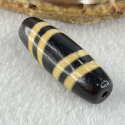Natural Powerful Tibetan Old Oily Black with Yellowish White Agate 4 Lines Bead Heavenly Master (Tian Zhu) 10.29g 39.2 by 13.0mm - Huangs Jadeite and Jewelry Pte Ltd