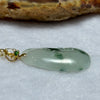 18K Gold Type A Semi Icy Light Green Lavender and Blueish Green Piao Hua Jadeite Ruyi Pendent with S925 Silver Necklace in Gold Color 4.16g 24.8 by 14.3 by 4.0mm - Huangs Jadeite and Jewelry Pte Ltd