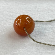 Type A Brownish Red Jadeite Bead with S925 Sliver Necklace 6.10g 13.7mm - Huangs Jadeite and Jewelry Pte Ltd