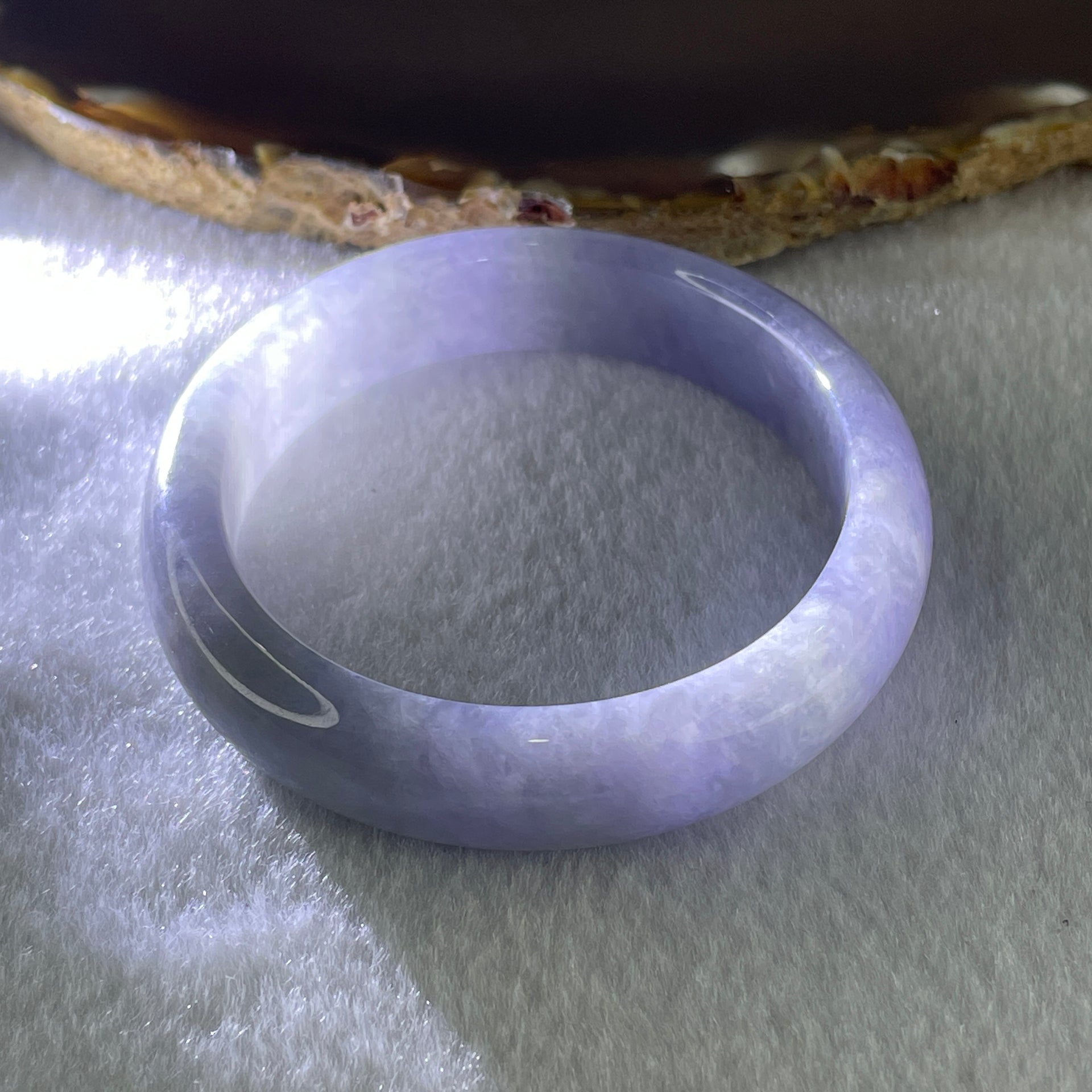 Rare Natural Type A Deep Intense Lavender Jadeite Oval Bangle 40.91g Inner Diameter 52.8mm 11.9 by 7.0mm (Very Very Slight Internal Line) - Huangs Jadeite and Jewelry Pte Ltd