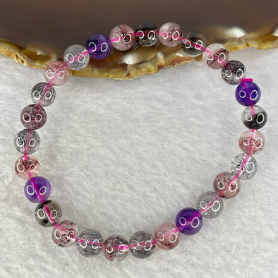 Natural Super 7 Crystal Bracelet 超七手链 13.88g 7.4 mm 27 Beads - Huangs Jadeite and Jewelry Pte Ltd
