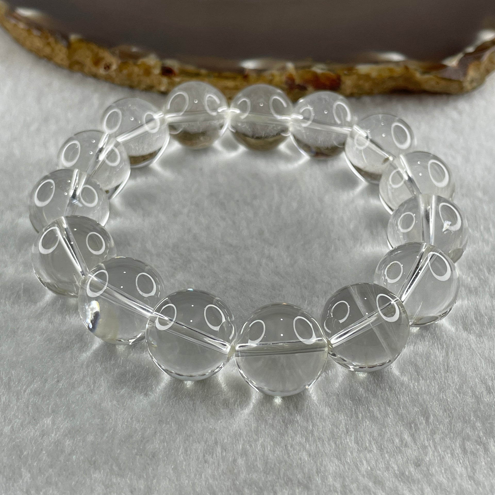 Natural Clear Quartz Beads Bracelet 60.66g 16.5cm 14.4mm 15 Beads - Huangs Jadeite and Jewelry Pte Ltd