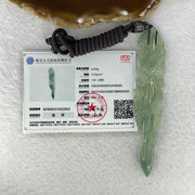 Type A Sky Blue Jadeite Dragon Brush Pendent 24.09g 110.5 by 21.0 by 8.5 mm - Huangs Jadeite and Jewelry Pte Ltd