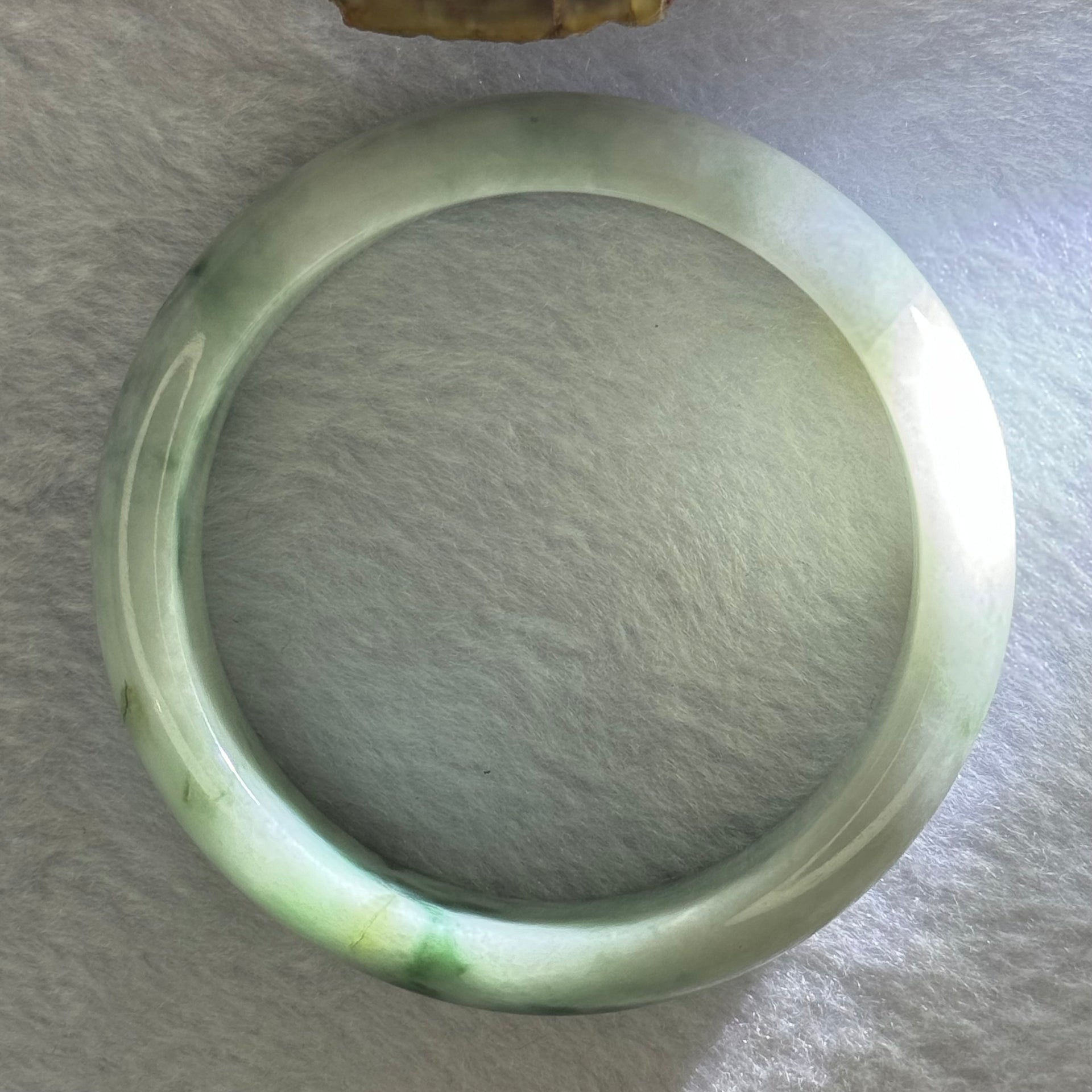 Type A 3 Greens Piao Hua Jadeite Bangle 64.25g Internal Diameter 57.5mm  15.4 by 8.3mm (Internal Lines) - Huangs Jadeite and Jewelry Pte Ltd