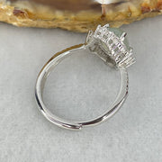 Type A Icy Light Sky Blue Jadeite Cabochon with Crystals in S925 Sliver Ring 2.55g 8.6 by 6.9 by 4.0mm - Huangs Jadeite and Jewelry Pte Ltd