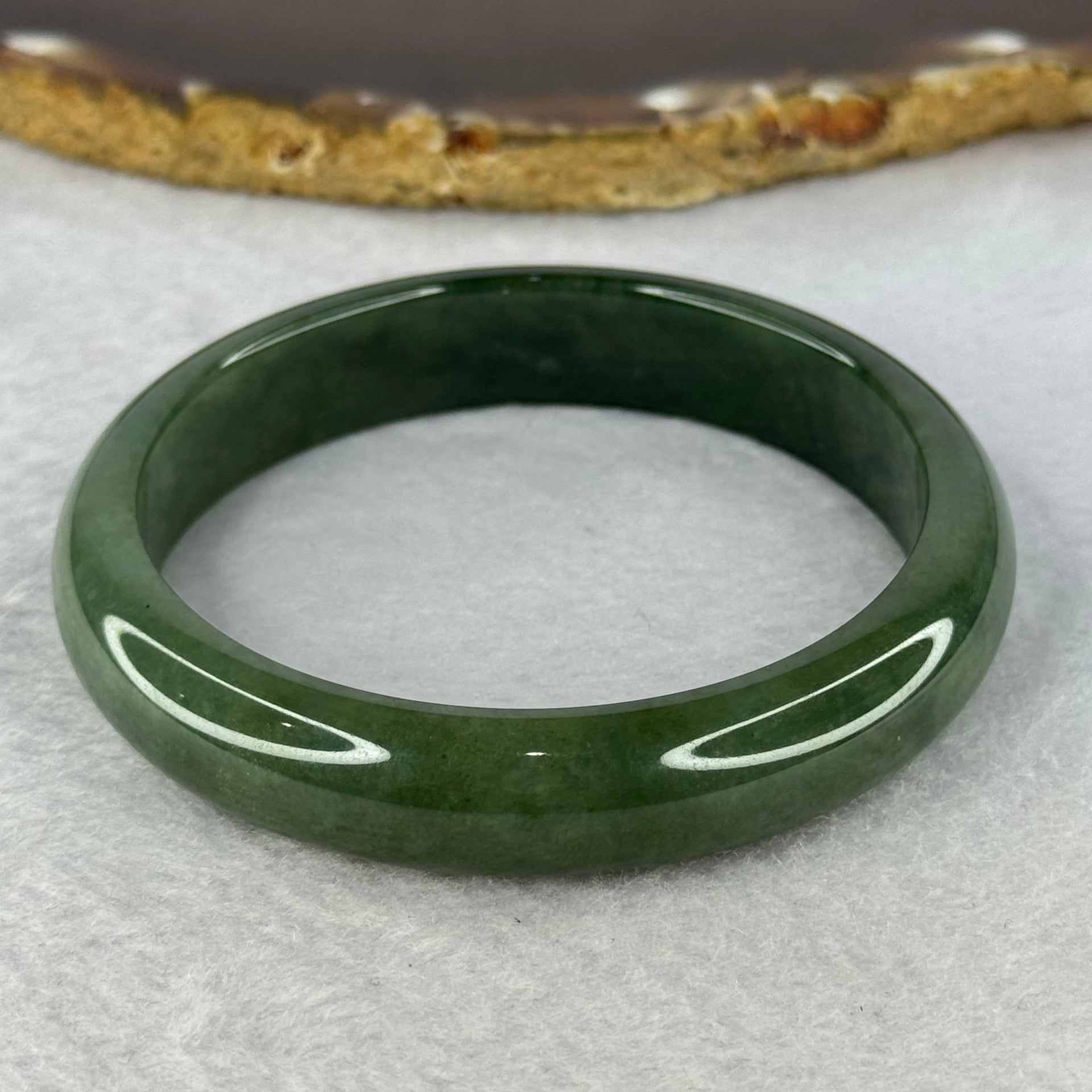 Type A Full Green Jadeite Bangle Internal Diameter 57.7mm 47.69g 12.5 by 7.5mm (Close to Perfect) - Huangs Jadeite and Jewelry Pte Ltd