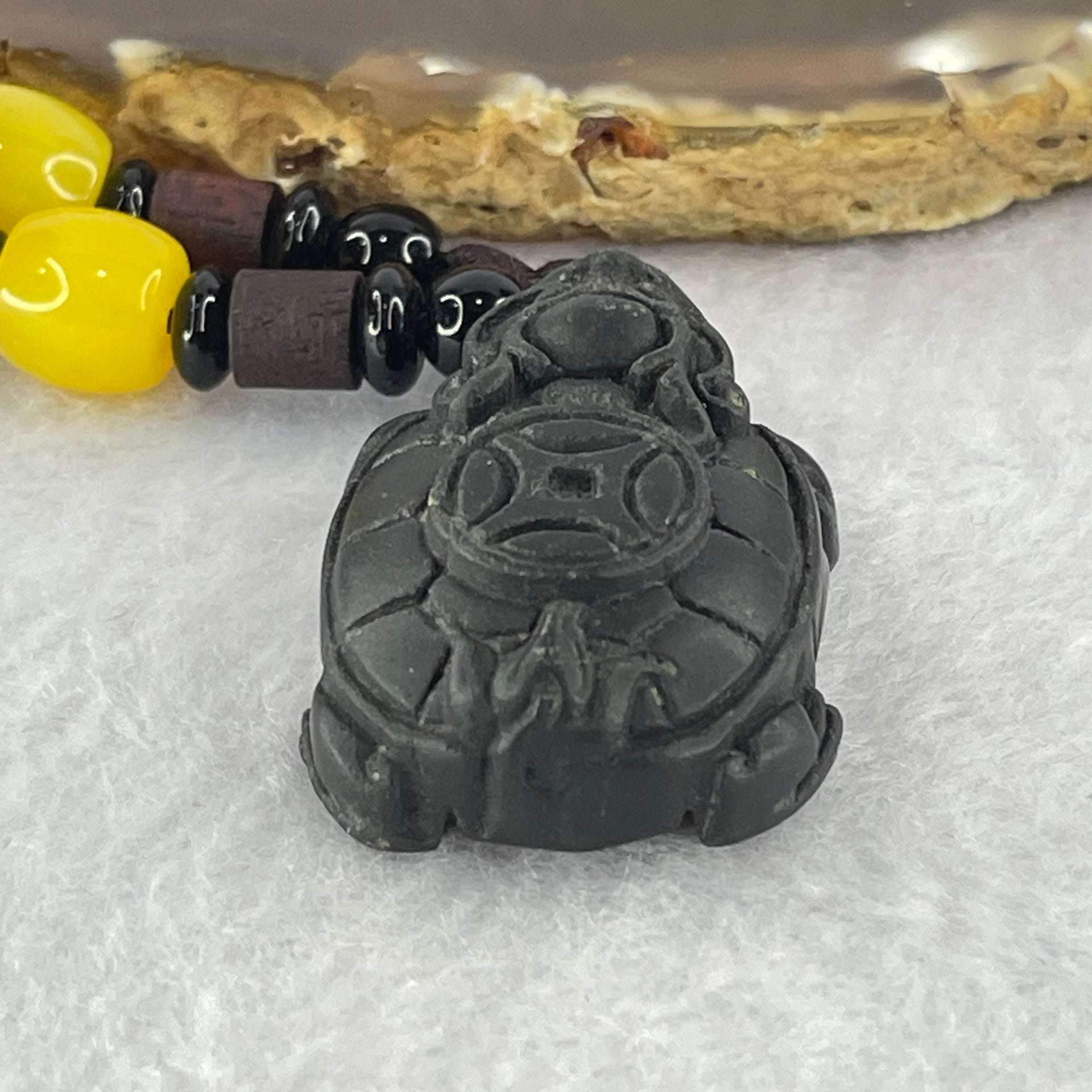 Rare Natural Tibetan Meteorite Tektite Dragon Turtle Pendent 26.63g 33.8 by 23.9 by 14.3mm - Huangs Jadeite and Jewelry Pte Ltd