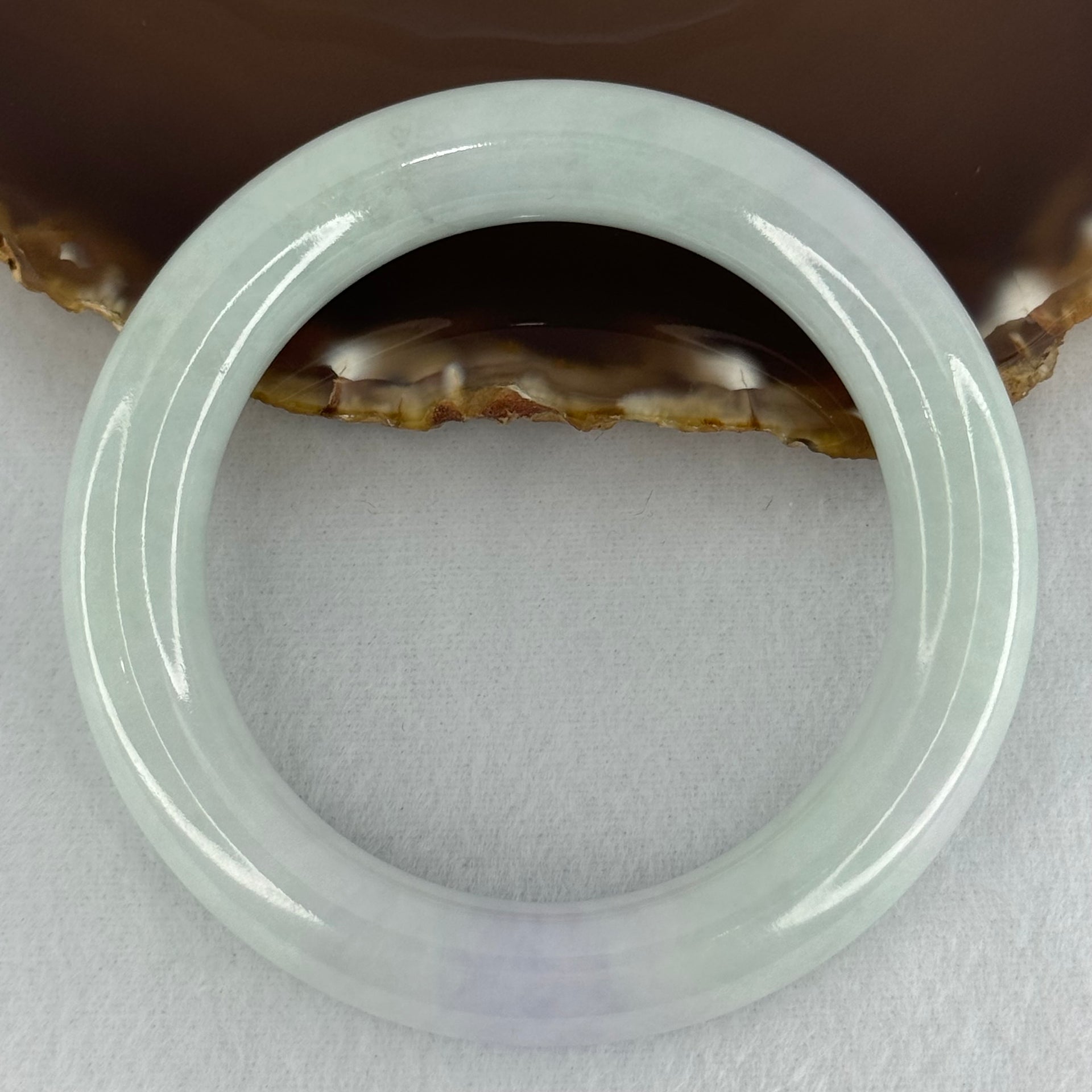 Type A Light Blueish Green and Lavender Jadeite Bangle Internal Diameter 56.7mm 82.96g 13.0 by 11.8mm (Close to Perfect) - Huangs Jadeite and Jewelry Pte Ltd