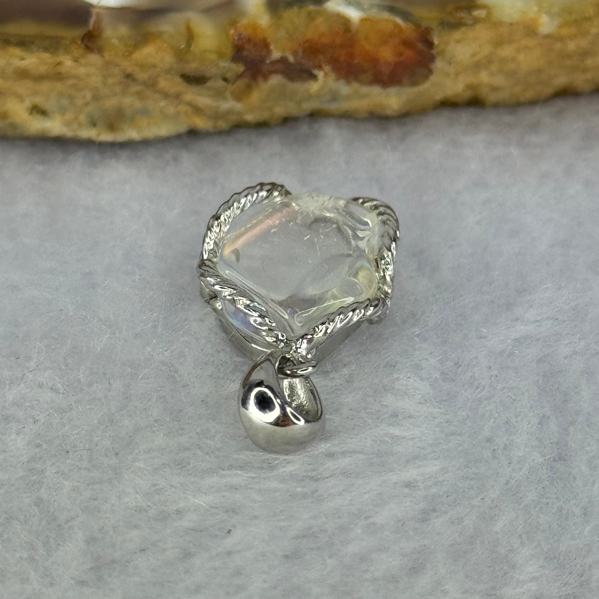 Natural Madagascar Blue Moonstone in S925 Silver Pendant 2.18g 13.5 by 9.9 by 4.2mm - Huangs Jadeite and Jewelry Pte Ltd