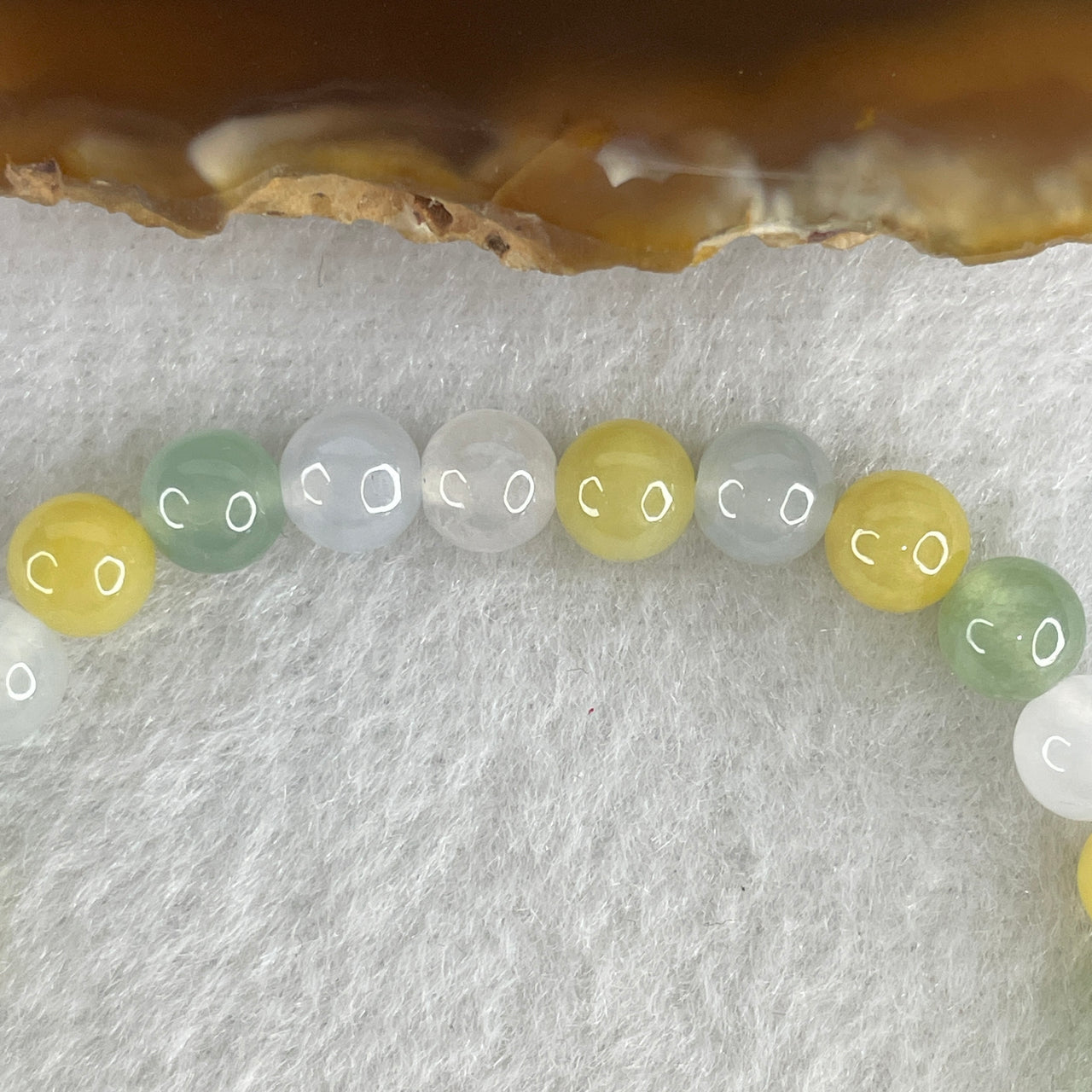 Certified Natural Type A Semi-Icy Multi-Color Jadeite Balancing Beads Bracelet | 5-Color "Wu Cai" Palette (White, Lavender, Yellow, Green, Blueish-Green) | Ultimate Five-Blessing Harmony Talisman (30 Beads 6.1mm | 15cm | 11.60g)