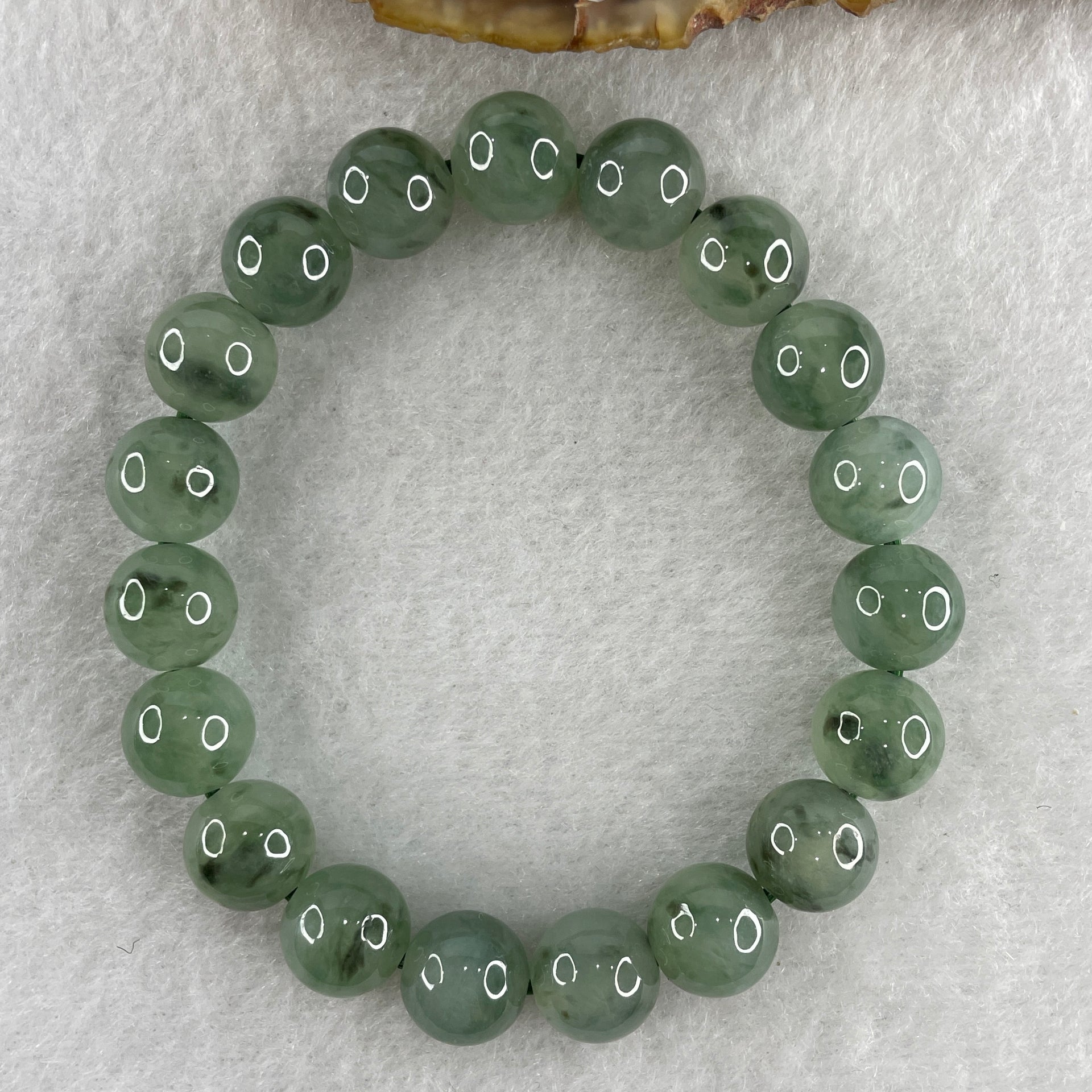 Certified Natural Type A Semi Icy Green with Blueish Green Fluorite Piao Hua Jadeite Beads Bracelet 32.882g 15cm 10.1mm 19Beads Perfect - Huangs Jadeite and Jewelry Pte Ltd