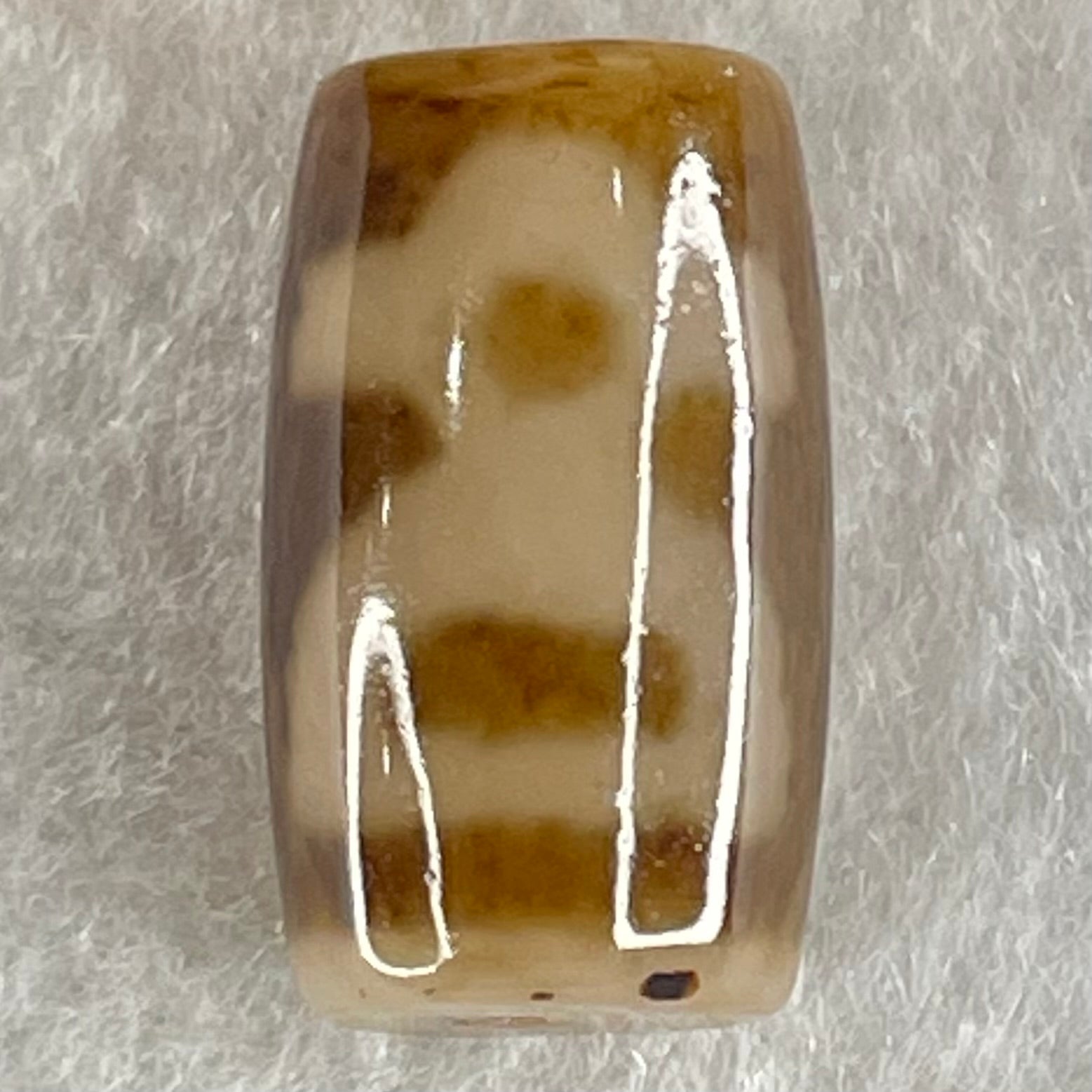 Natural Powerful Tibetan Old Oily Agate Double Cai Shen Dzi Bead Heavenly Master (Tian Zhu) 双财神长天珠 4.60g 19.4 by 11.6mm - Huangs Jadeite and Jewelry Pte Ltd