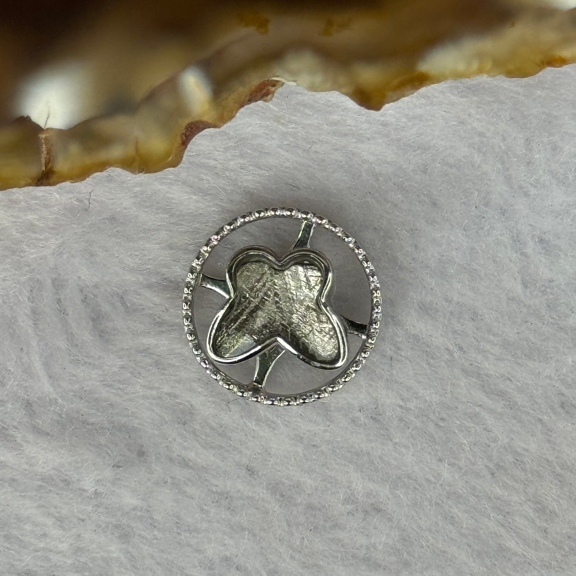 Natural Meteorite Spinning Sliver Butterfly Charm in S925 Silver For Necklace/Bracelet 1.80g 13.3 by 6.1mm - Huangs Jadeite and Jewelry Pte Ltd