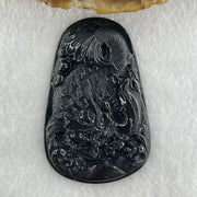 Type A Opaque to Partial Translucent Black Omphacite Jadeite Dragon Carp Pendant 20.39g 57.5 by 36.6 by 7.5mm - Huangs Jadeite and Jewelry Pte Ltd