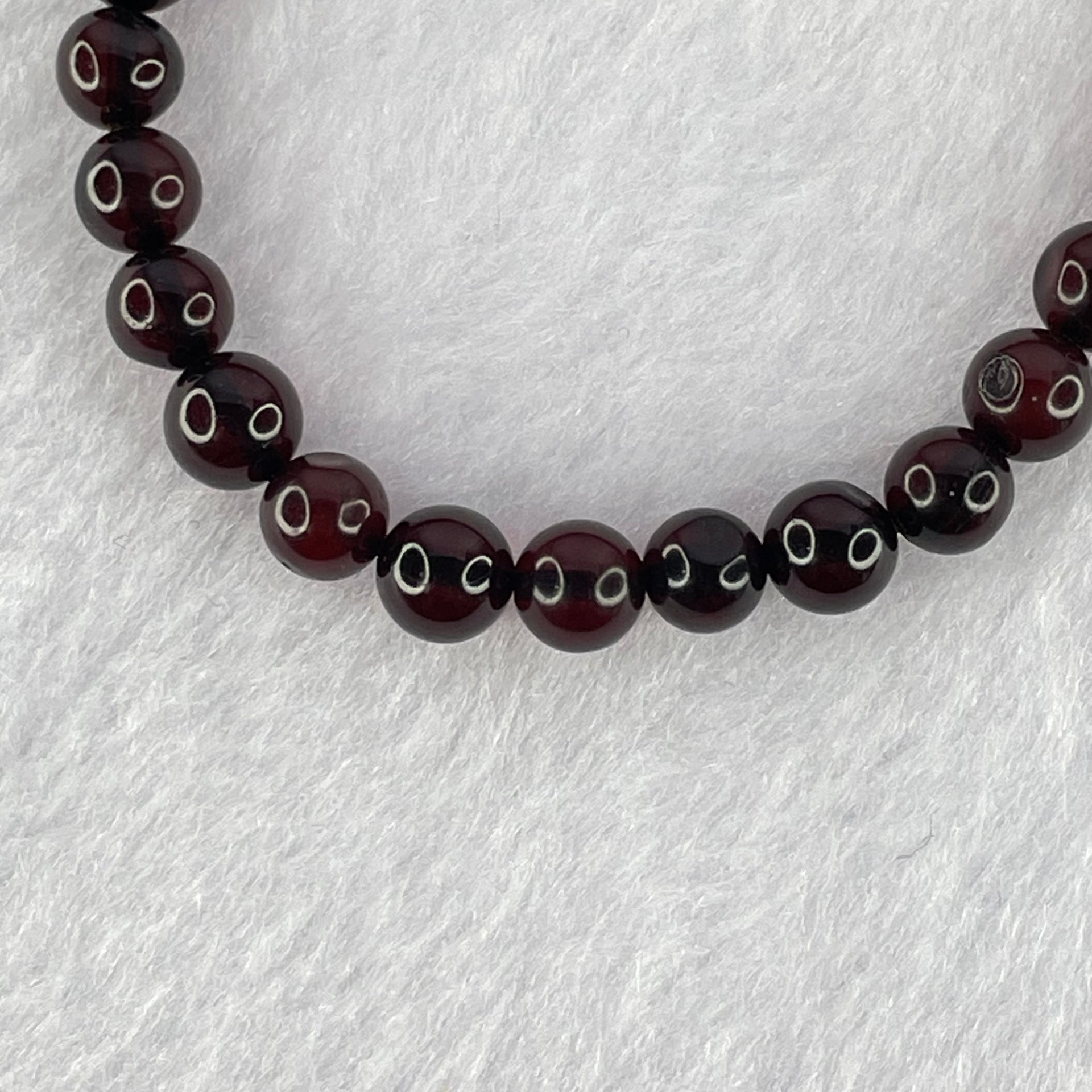 Natural Blood Red Amber Beads Bracelet 5.48g 15.5cm 6.5mm 28 Beads - Huangs Jadeite and Jewelry Pte Ltd