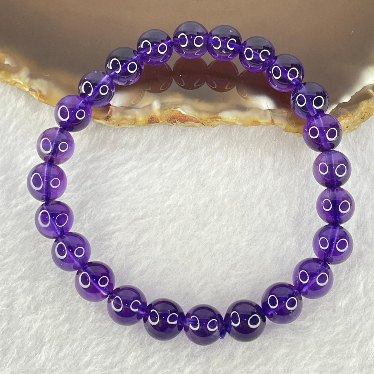 Very Good Grade Natural Amethyst Bracelet 18.15g 16cm 8.4mm 24 Beads - Huangs Jadeite and Jewelry Pte Ltd