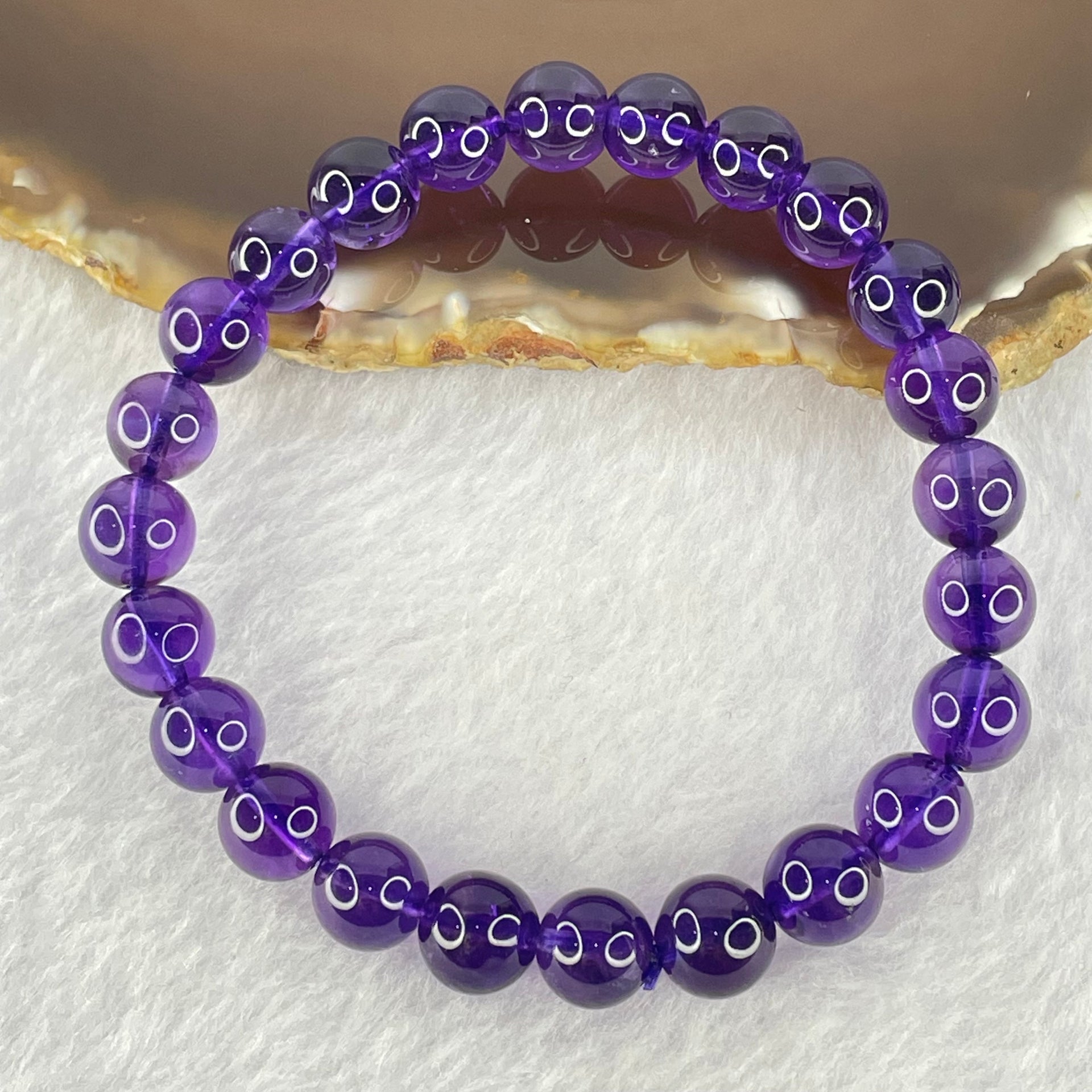 Very Good Grade Natural Amethyst Bracelet 18.15g 16cm 8.4mm 24 Beads - Huangs Jadeite and Jewelry Pte Ltd