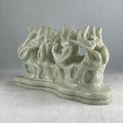 Natural White with Green Spots Serpentine Nest Display 2,027.2g 215.0 b 100.0 by 112.0mm - Huangs Jadeite and Jewelry Pte Ltd