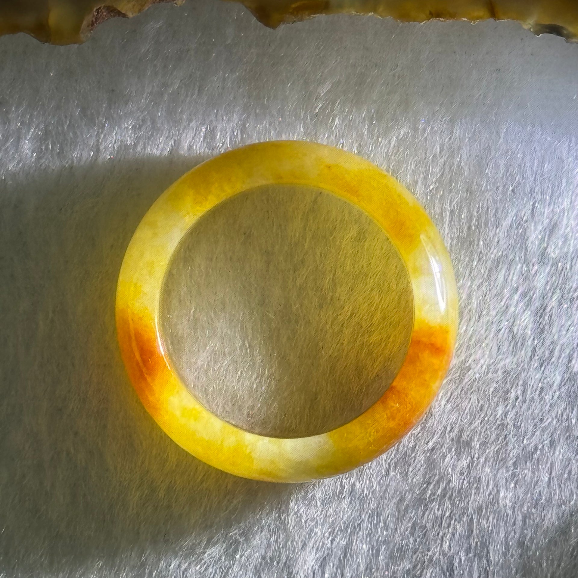 Type A Yellow Red Jadeite Ring 3.45g 6.3 by 3.3mm US 7.3 HK 16.2 (Burned with Very Slight Internal Lines) - Huangs Jadeite and Jewelry Pte Ltd