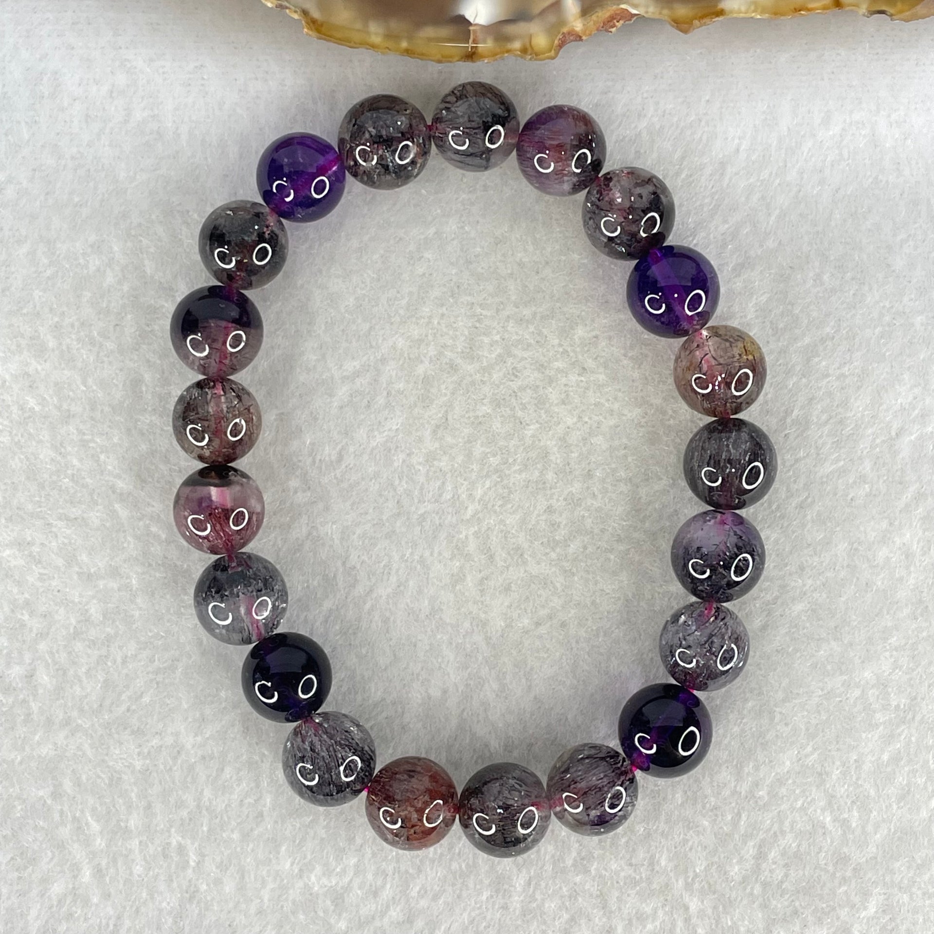 Good Grade Natural Blackcurrant Super 7 Beads Bracelet 22.74g 16cm 9.4mm 21 Beads - Huangs Jadeite and Jewelry Pte Ltd