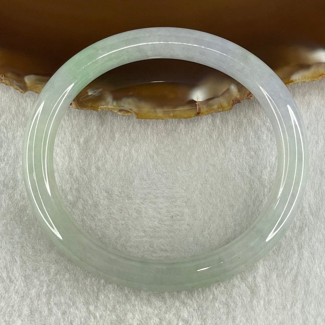 Type A Natural Light Green with Lavender Jadeite Oval Bangle 35.99g Inner Diameter 53.9mm 8.2 by 7.7mm (Very Very Slight Internal Line) - Huangs Jadeite and Jewelry Pte Ltd