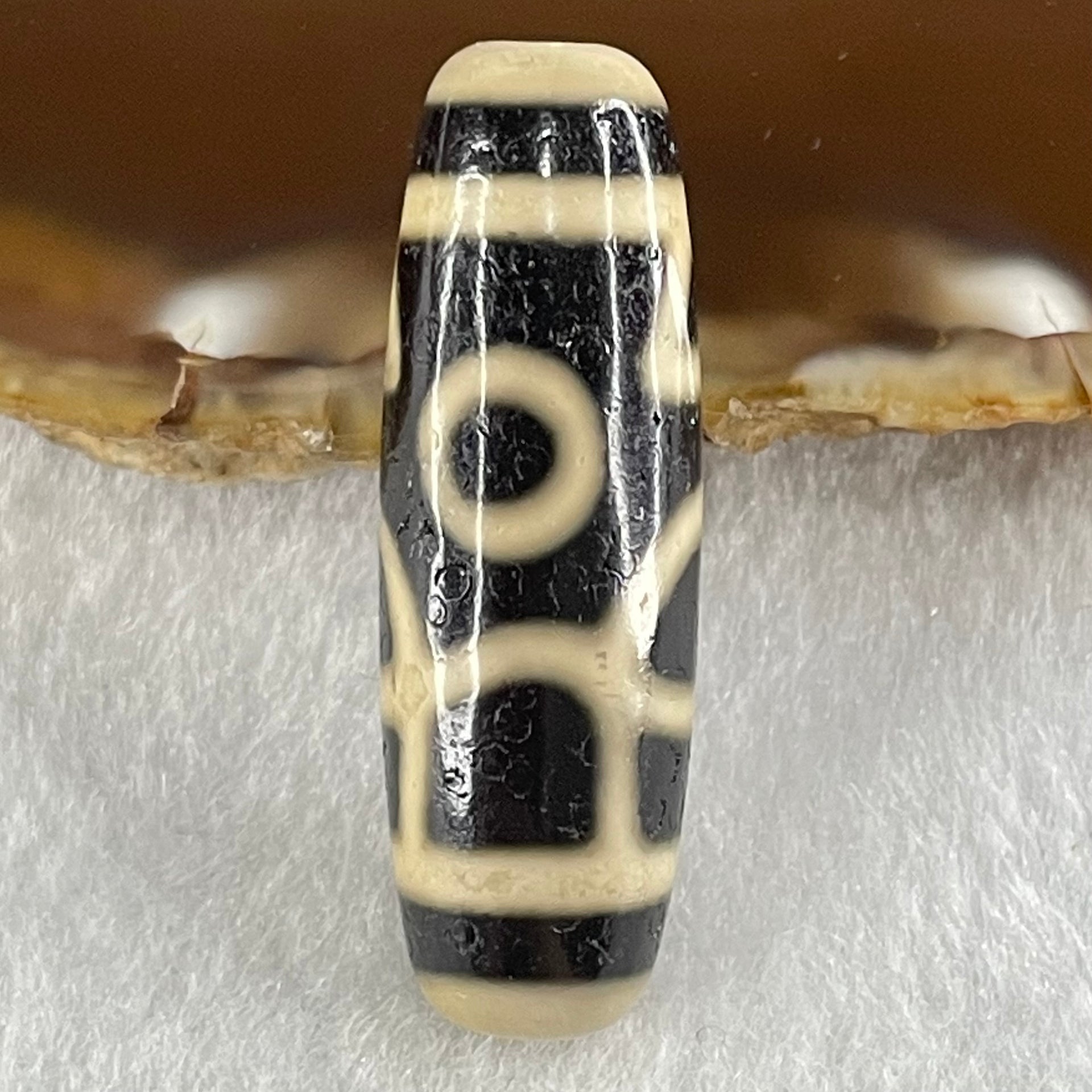 Natural Powerful Tibetan Old Oily Agate Huan Xi Fo Dzi Bead Heavenly Master (Tian Zhu) 歡喜佛天珠 9.16g 38.0 by 12.3mm - Huangs Jadeite and Jewelry Pte Ltd