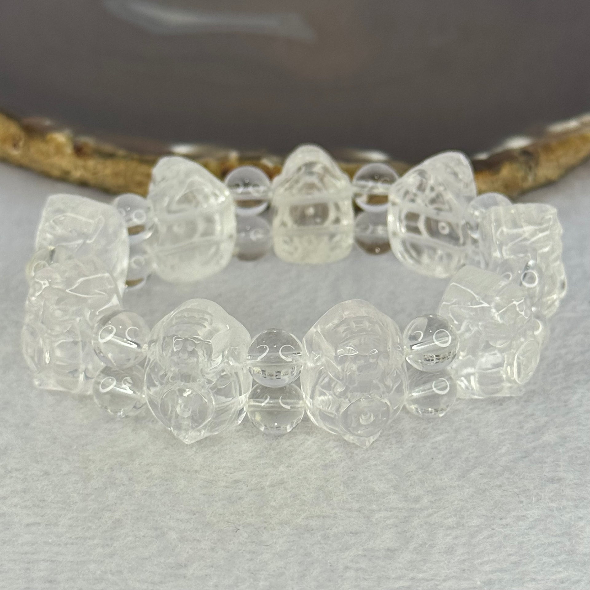 Natural Clear Quartz Dragon Turtle and Beads Bracelet 62.52g 17cm 19.8 by 14.6 by 11.7mm 9 Dragon Turtle - Huangs Jadeite and Jewelry Pte Ltd