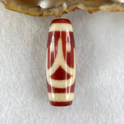 Natural Powerful Tibetan Old Oily Red White Agate One Eye Fire Sign Dzi Bead Heavenly Master (Tian Zhu) 一眼火天珠 10.31g 37.7 by 13.3mm - Huangs Jadeite and Jewelry Pte Ltd