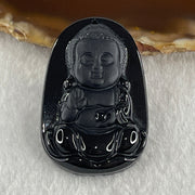 Type A Opaque to Partial Translucent Black Omphacite Jadeite Baby Buddha Pendant 13.75g 42.0 by 28.2 by 8.6mm - Huangs Jadeite and Jewelry Pte Ltd