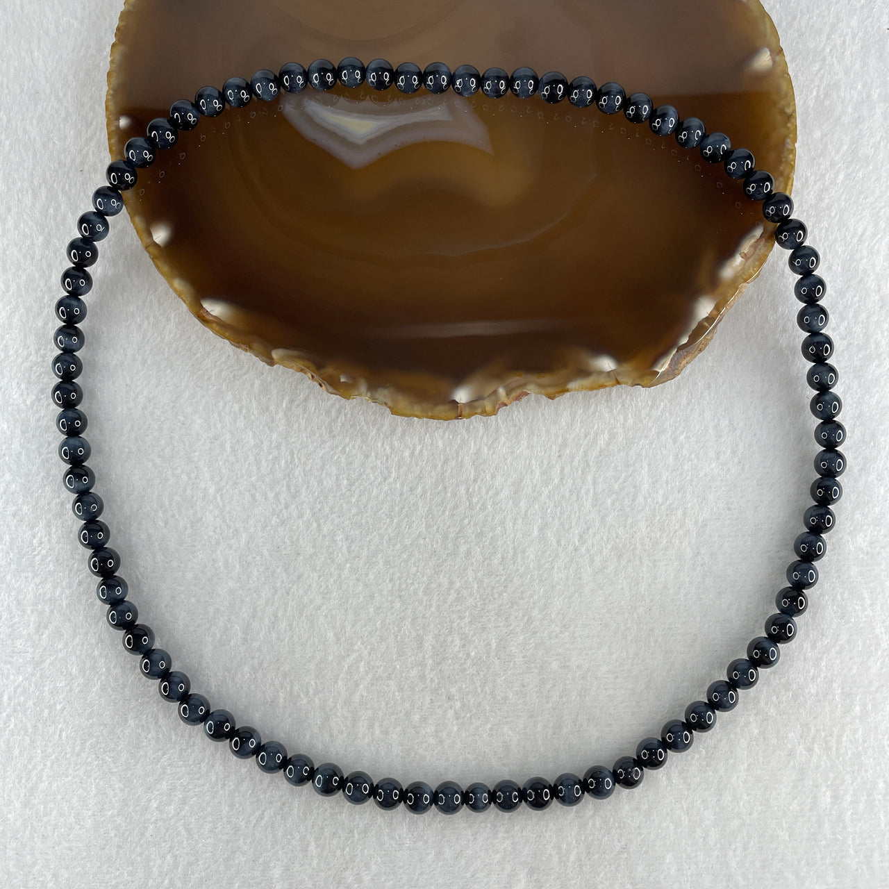 Certified Good Grade Natural Blue Tiger's Eye Quartz Beads Necklace 33.54g 52cm 6.8mm 82 Beads