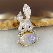 Rare Natural Blue Dumortierite Rutilated Quartz in S925 Sliver Rabbit Pendant 2.32g 9.8 by 6.5 by 4.0mm - Huangs Jadeite and Jewelry Pte Ltd