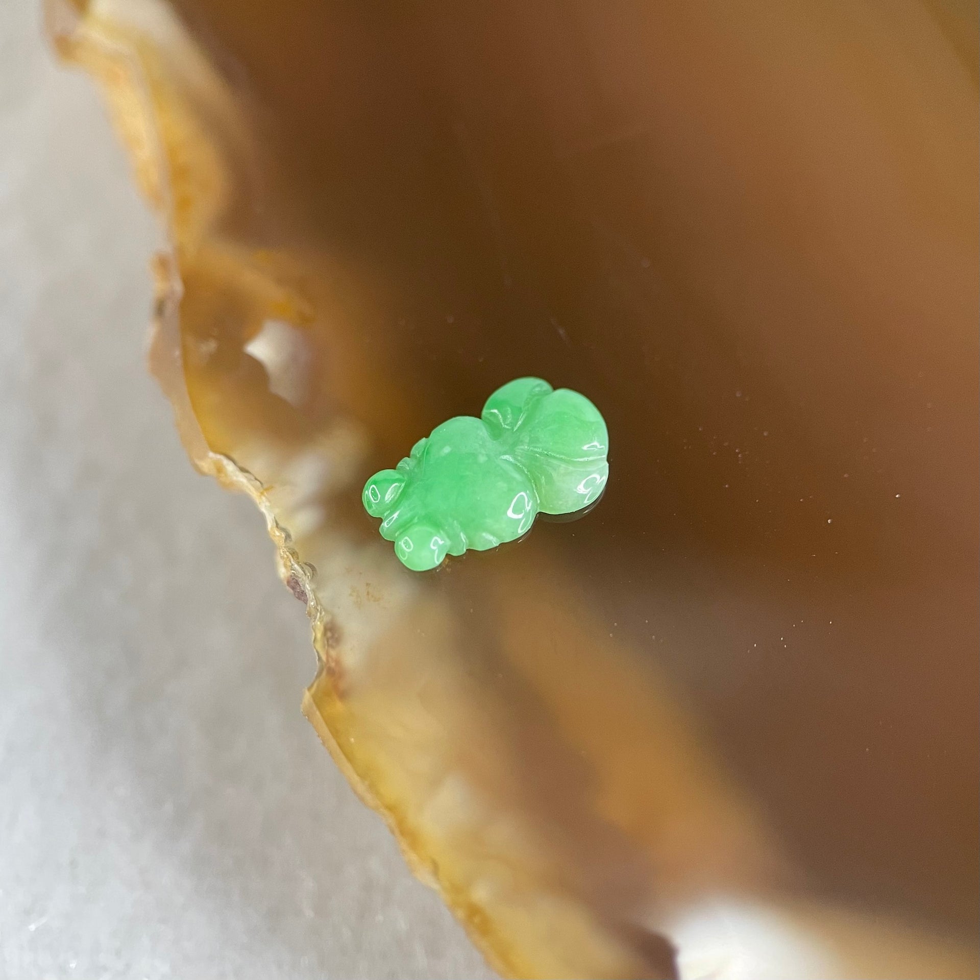 Type A Old Mine Full Green Jadeite Goldfish Charm Stone For Setting 0.15g 8.6 by 5.1 by 1.7mm - Huangs Jadeite and Jewelry Pte Ltd