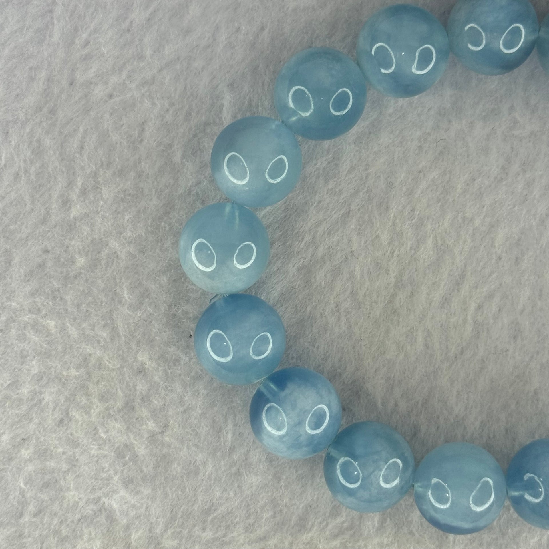 Natural Aquamarine Beads Bracelet 43.09g 18cm 12.3mm 17 Beads - Huangs Jadeite and Jewelry Pte Ltd