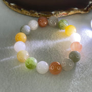 Above Average Grade Natural Muti Colour Rabbit Hair Rutilated Quartz Beads Bracelet 56.15g 18.5cm 13.7mm 16 Beads - Huangs Jadeite and Jewelry Pte Ltd