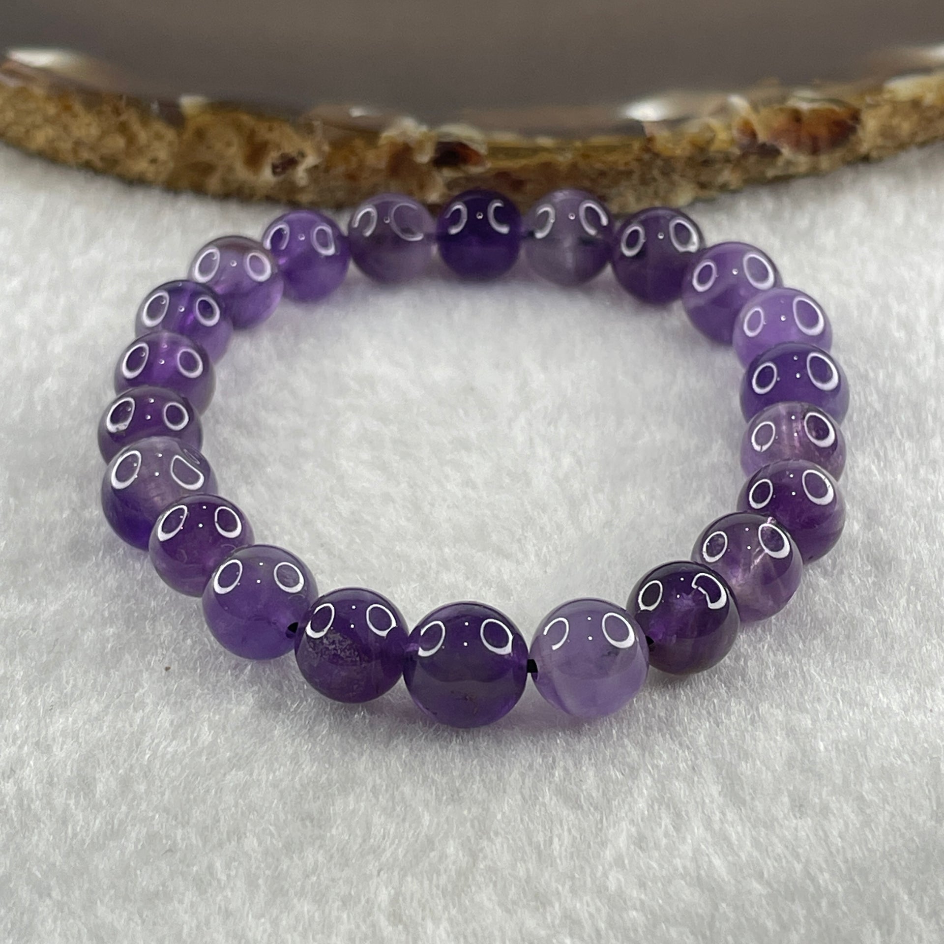 Natural Amethyst Quartz Beads Bracelet 17.90g 15cm 8.9mm 22 Beads - Huangs Jadeite and Jewelry Pte Ltd