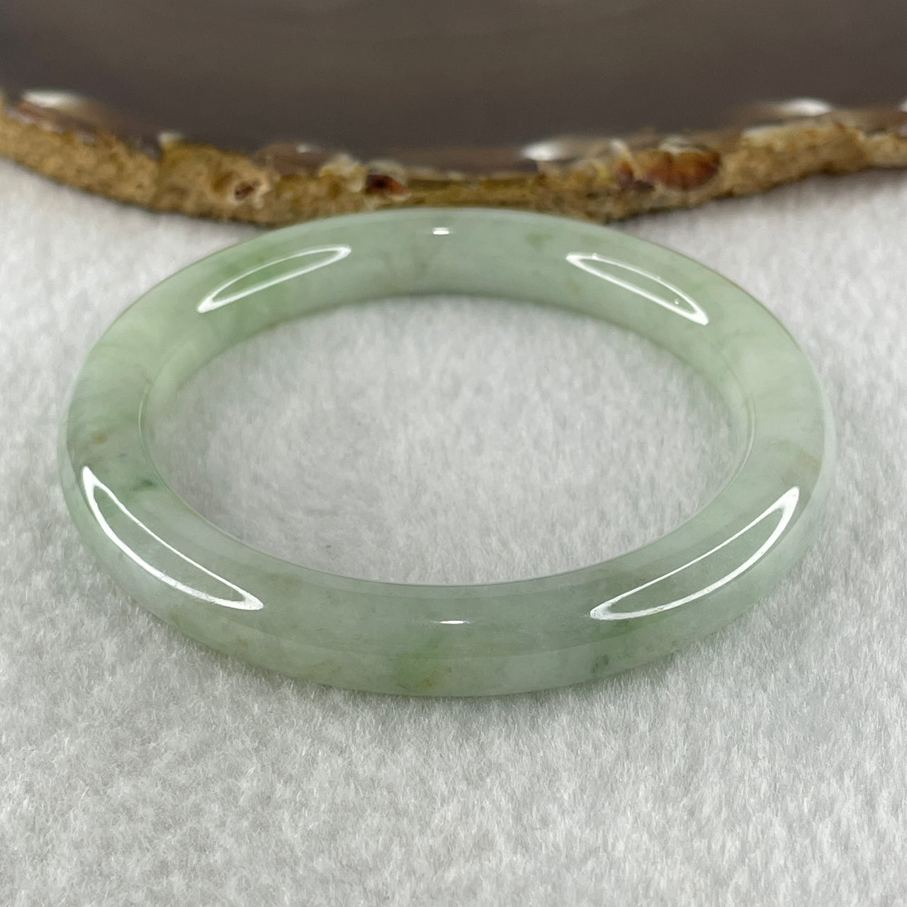 Type A Natural Light Green Jadeite Bangle 45.91g Inner Diameter 55.8mm 9.4 by 9.2mm (Very Very Slight Internal Lines) - Huangs Jadeite and Jewelry Pte Ltd