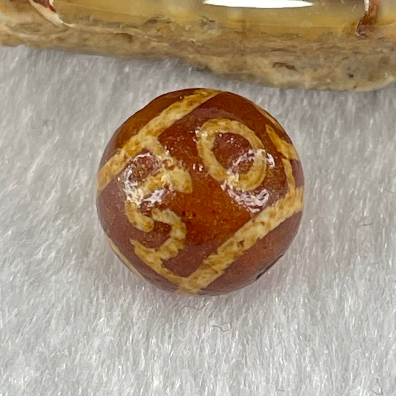Natural Powerful Tibetan Old Oily Agate 3 Eyed Dharma Vajra Dzi Bead Heavenly Master (Tian Zhu) 三眼金刚杵天珠 1.44g 10.2 by 10.3mm - Huangs Jadeite and Jewelry Pte Ltd