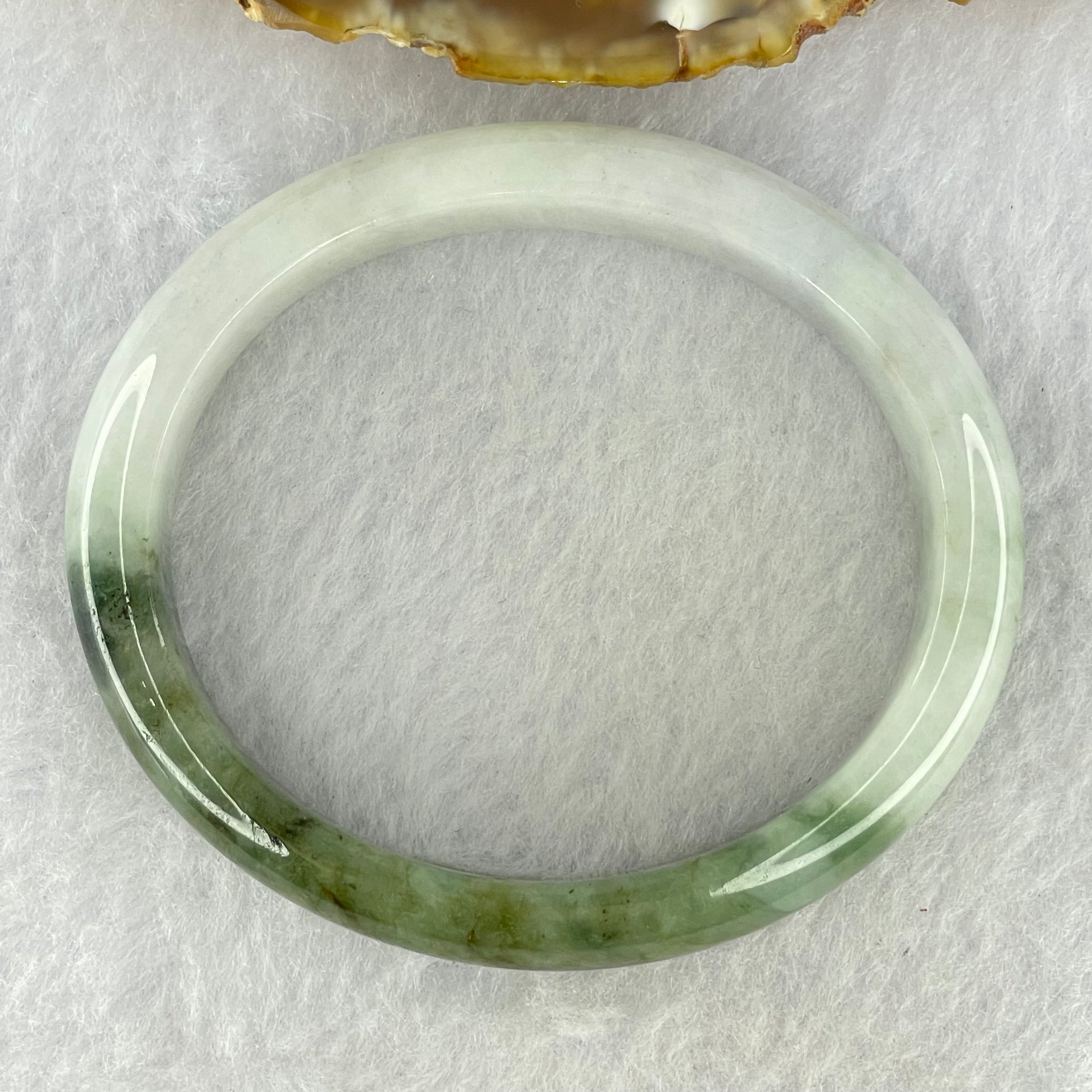 Type A Faint Lavender and Moss Green Jadeite Oval Bangle Internal Diameter 55.2mm 38.79g 11.6 by 8.7mm (Slight Fine Internal Lines) - Huangs Jadeite and Jewelry Pte Ltd