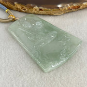Type A Icy Green with Green Piao Hua Jadeite Guan Yin Bodhisattva Pendant 30.08g 63.4 by 44.1 by 5.3mm - Huangs Jadeite and Jewelry Pte Ltd